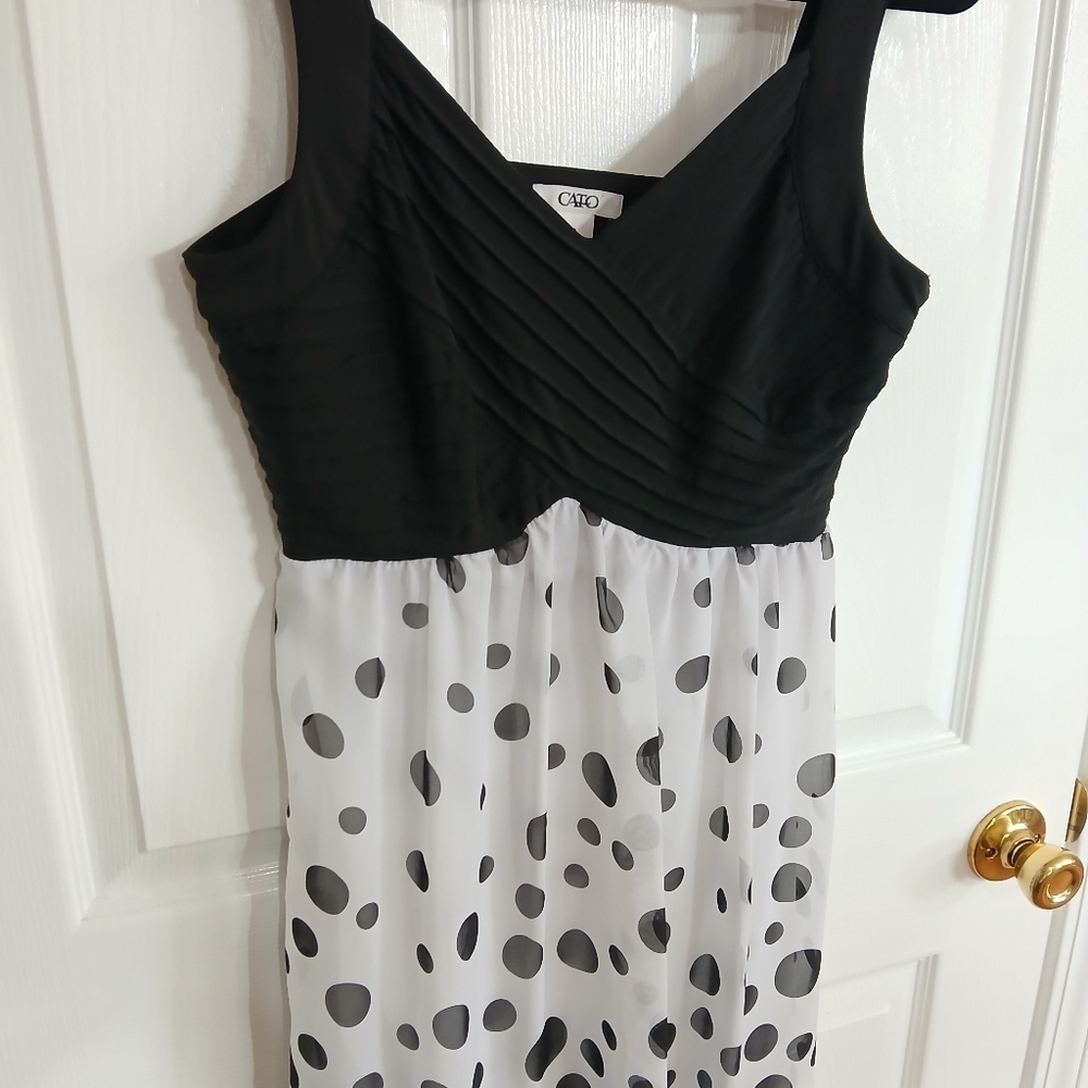 Cato Black And White Polka Dot Tank Maxi Sun Dress Babydoll Y2k Size 8 - Picture 3 of 9